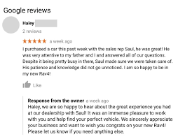 Positive car dealership review