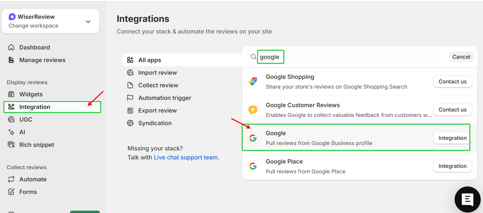 Connect Your Google Reviews to WiserReview 