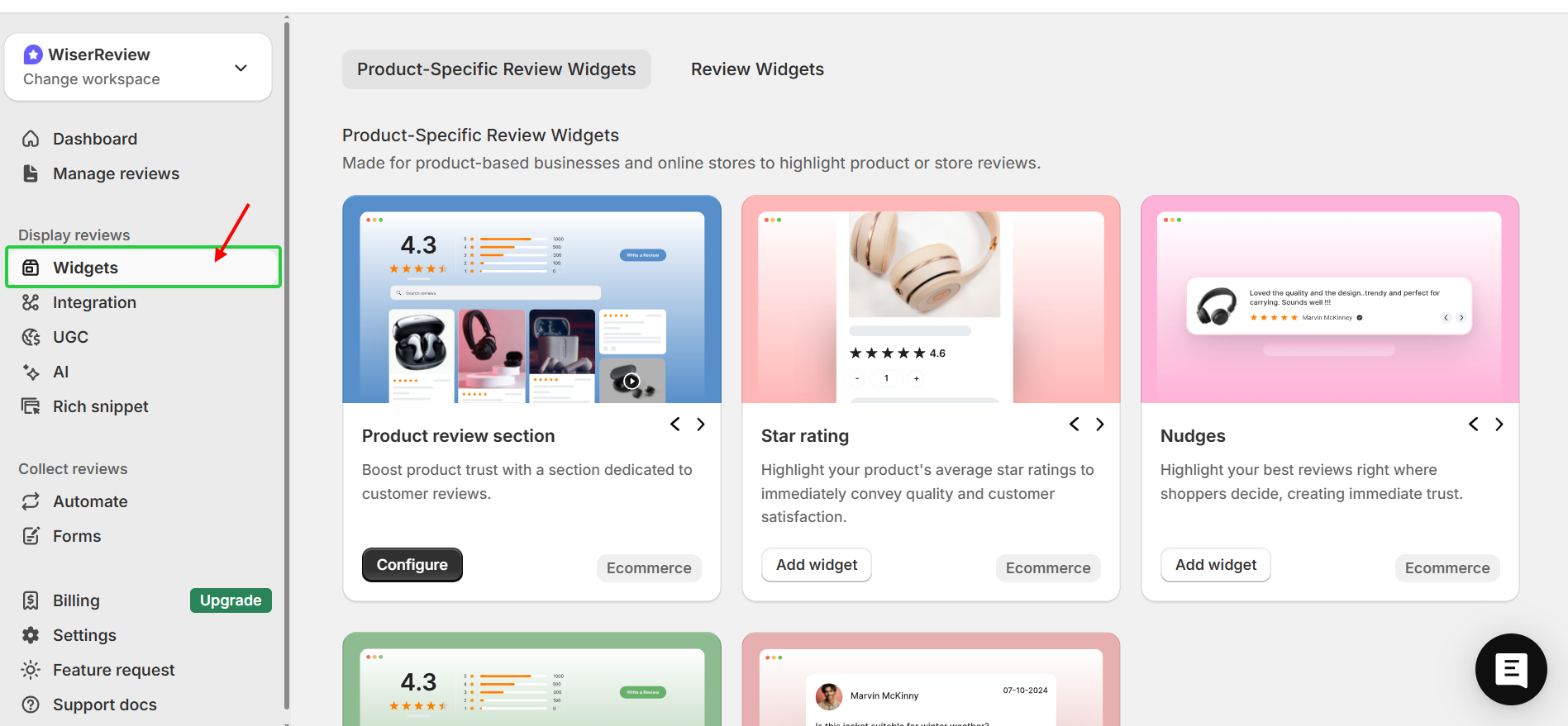 WiserReview Widgets