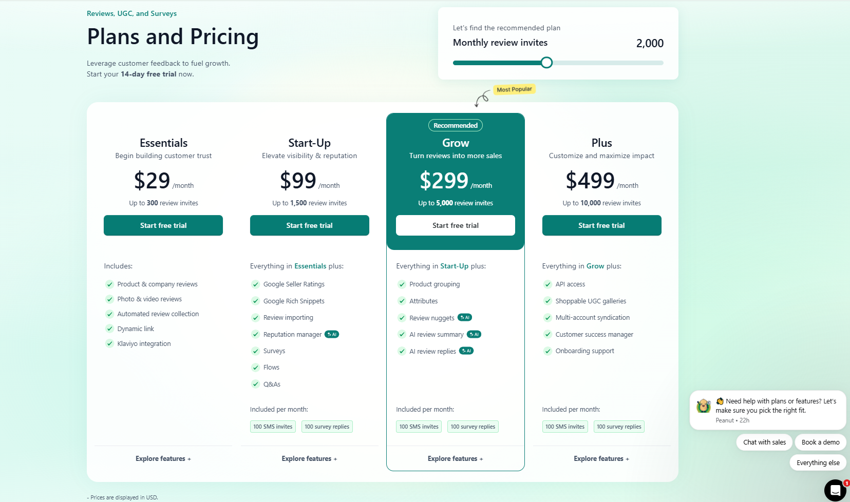 reviews.io pricing