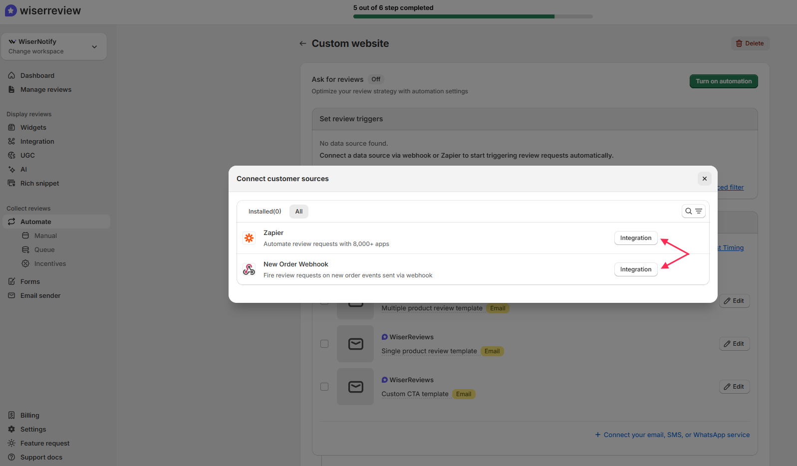 Connect a data source to trigger requests