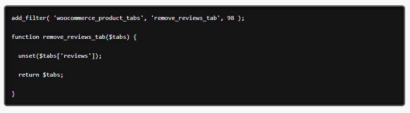 Remove WooCommerce Reviews Using Code