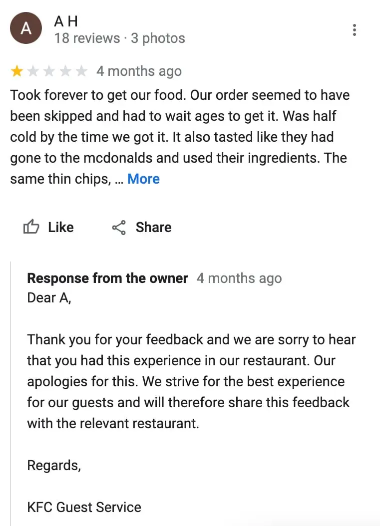 A H – Restaurant Delay