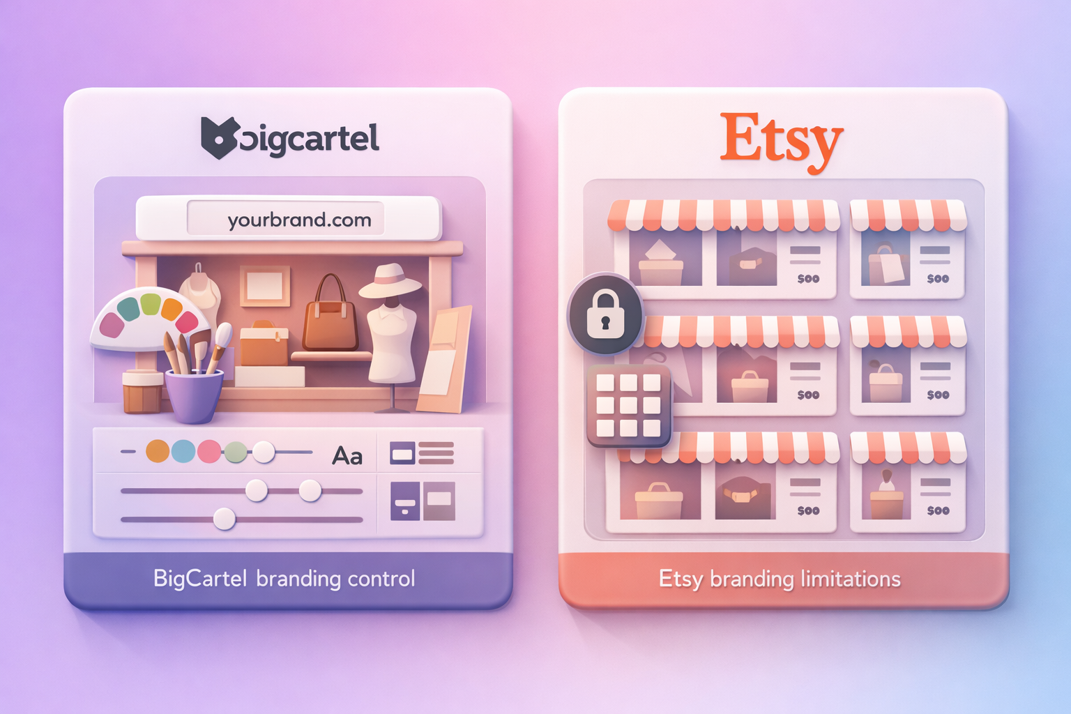 BigCartel vs Etsy branding