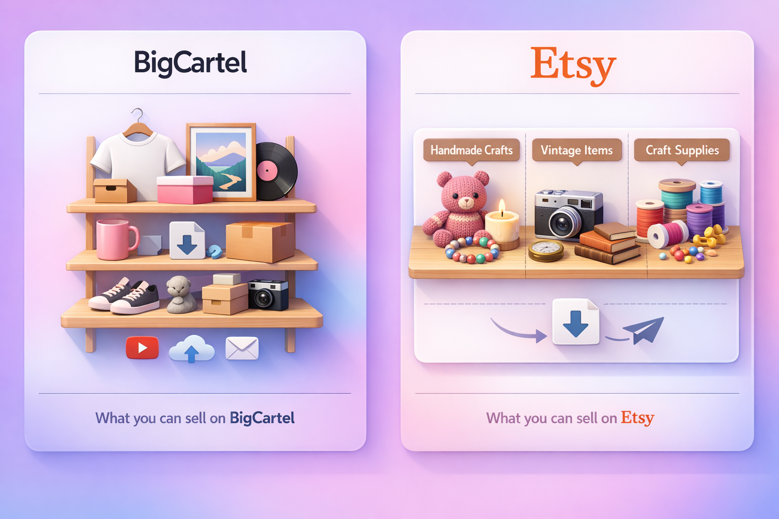 BigCartel vs Etsy product and catalog limits 