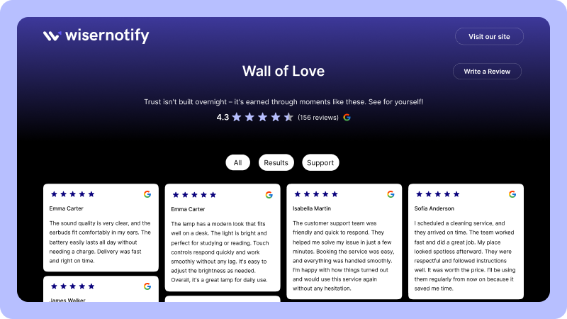 Review wall