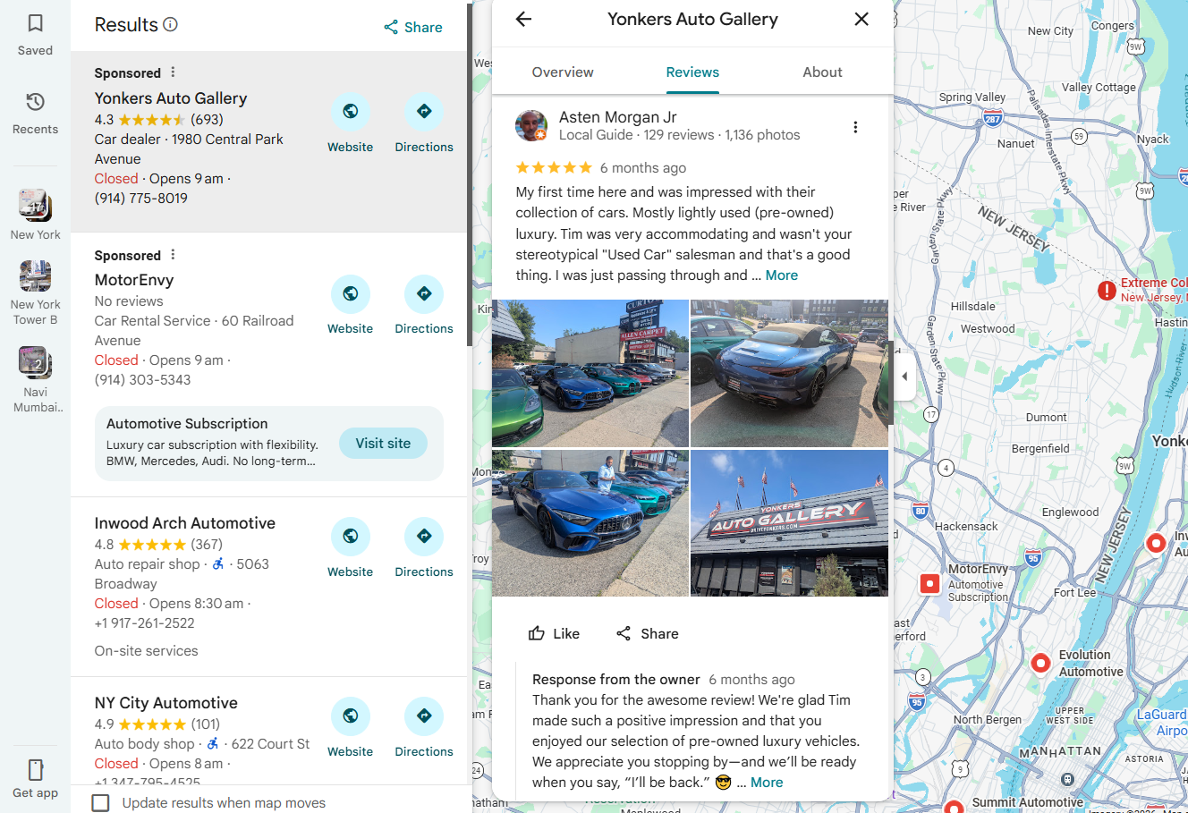 Google reviews for automotive businesses