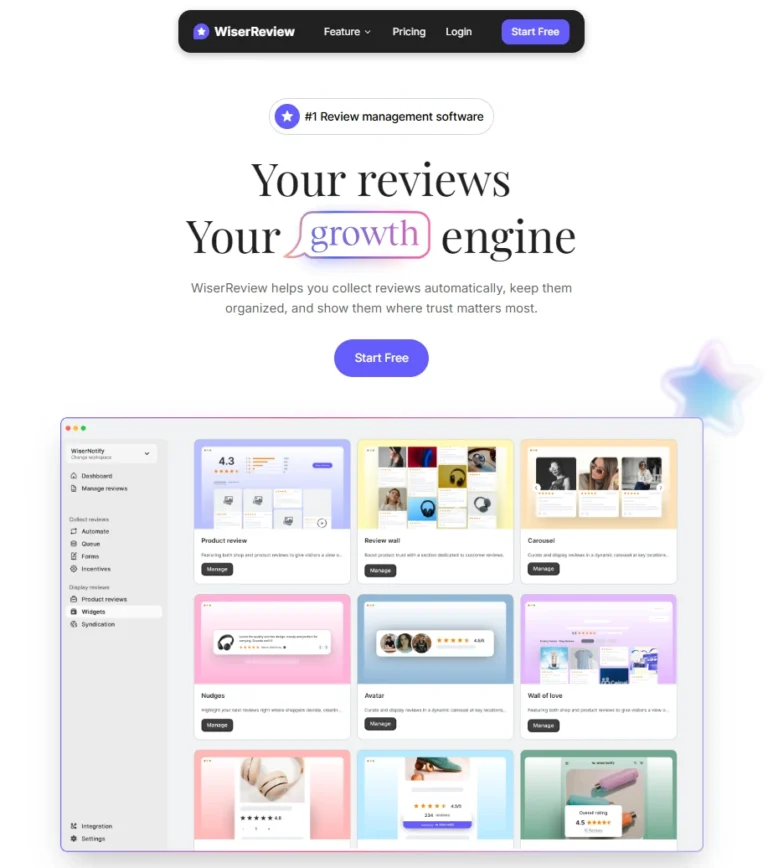 WiserReview dashboard