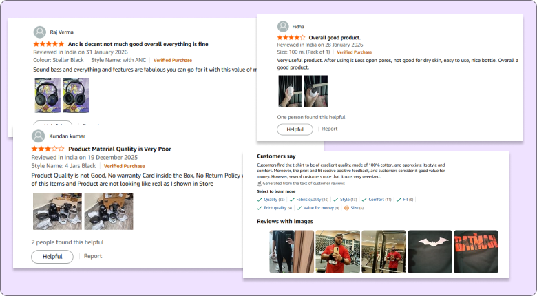 Verified purchase reviews