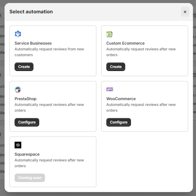Google review automation option for diffent businesses
