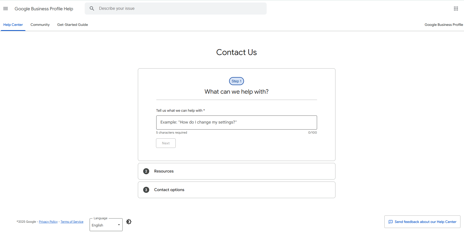 Access Google’s help & support → contact form 