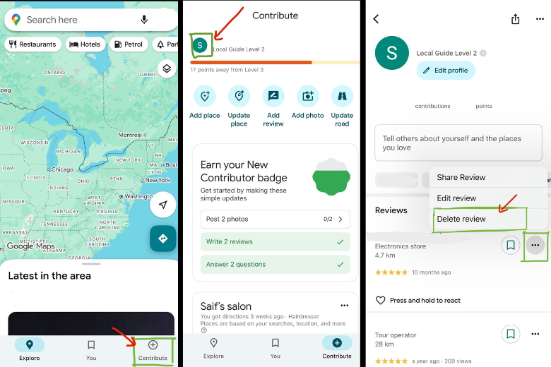 How to delete a Google Maps Review
