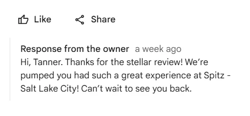 Respond professionally to the review