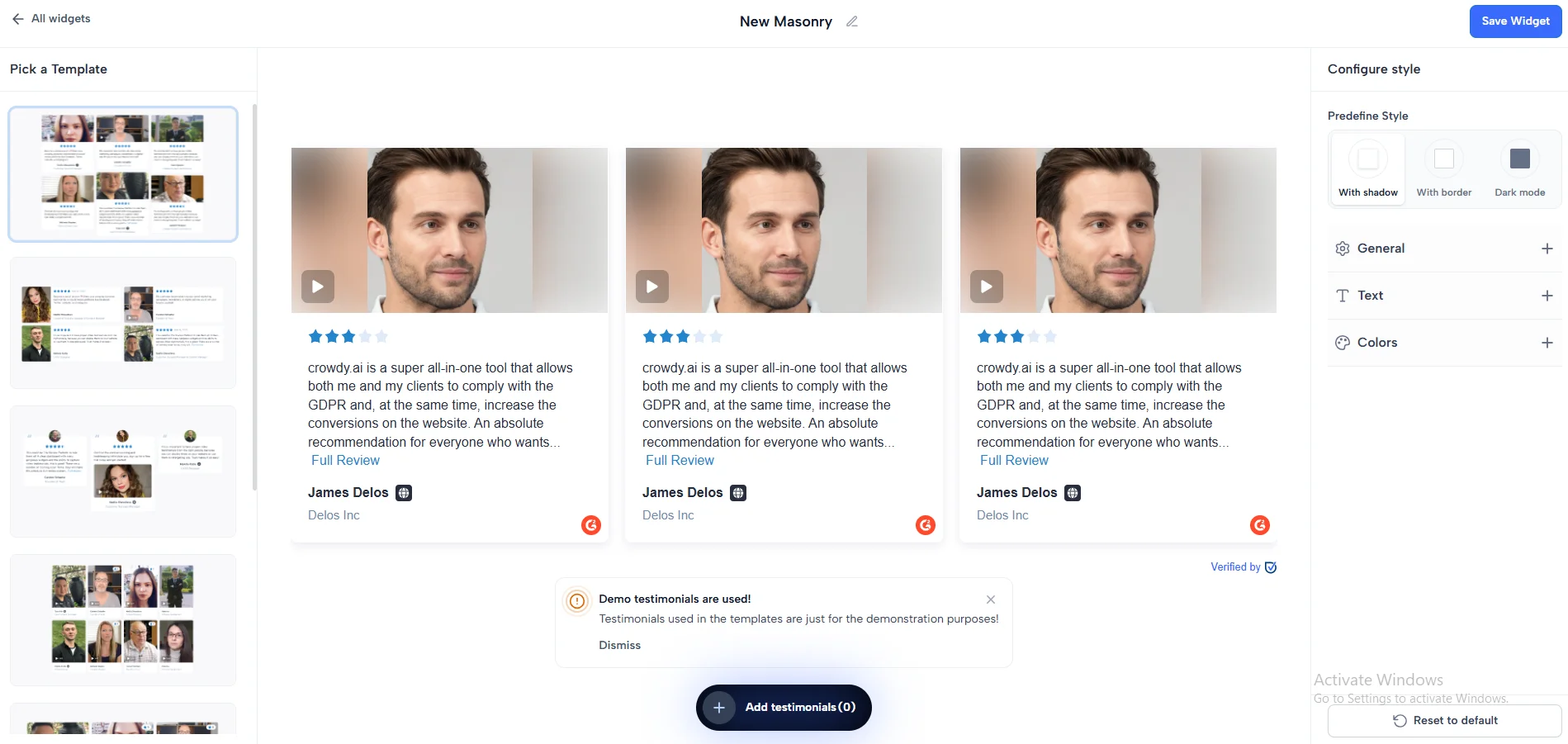 UseTrust Testimonial Display