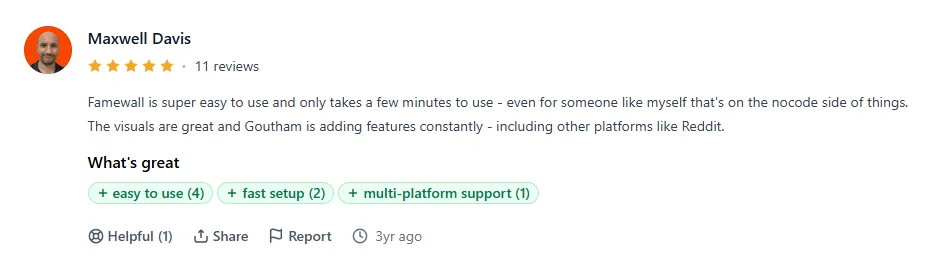 Famewall User Reviews