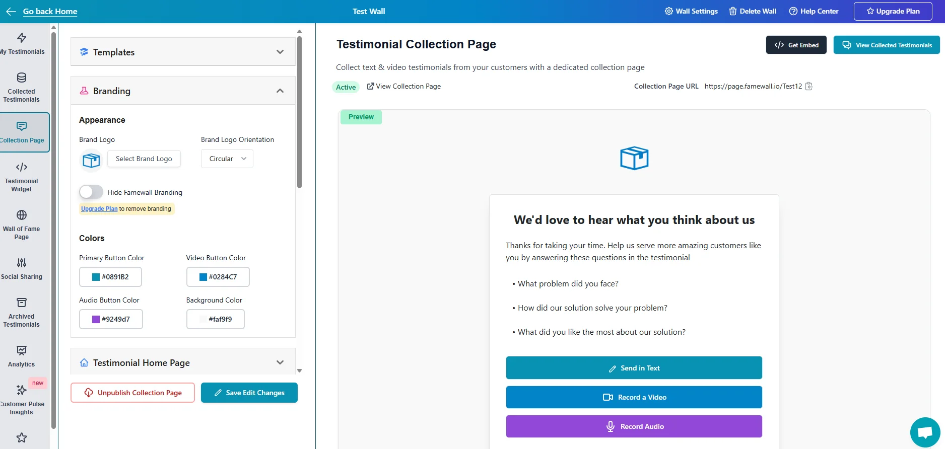 Famewall Testimonial Collection