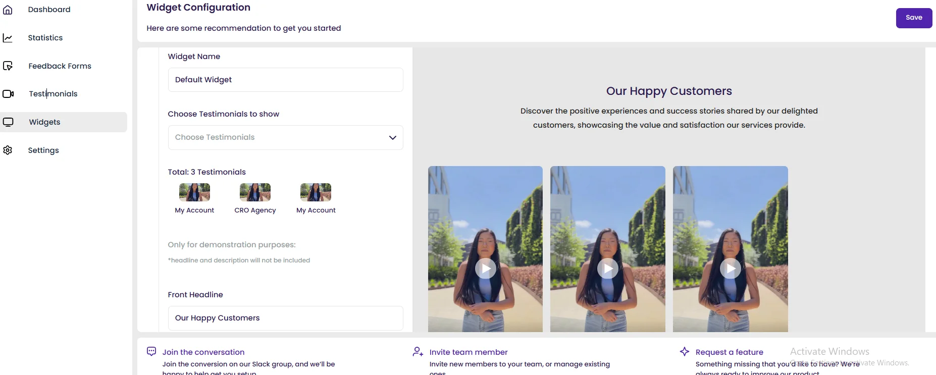 SimpleTestimonial Display