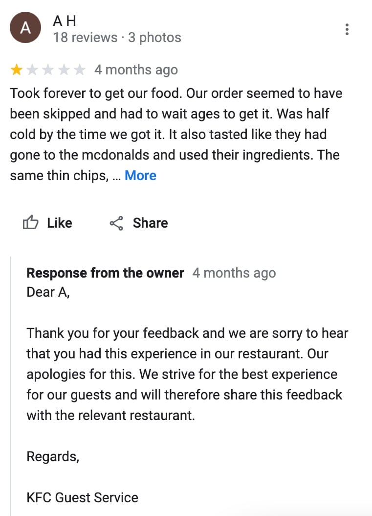 A H – Restaurant Delay