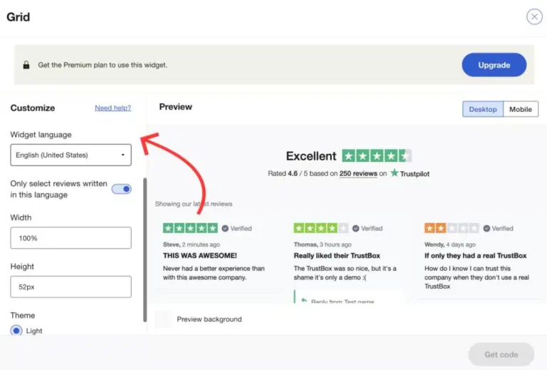 Trustpilot widget 