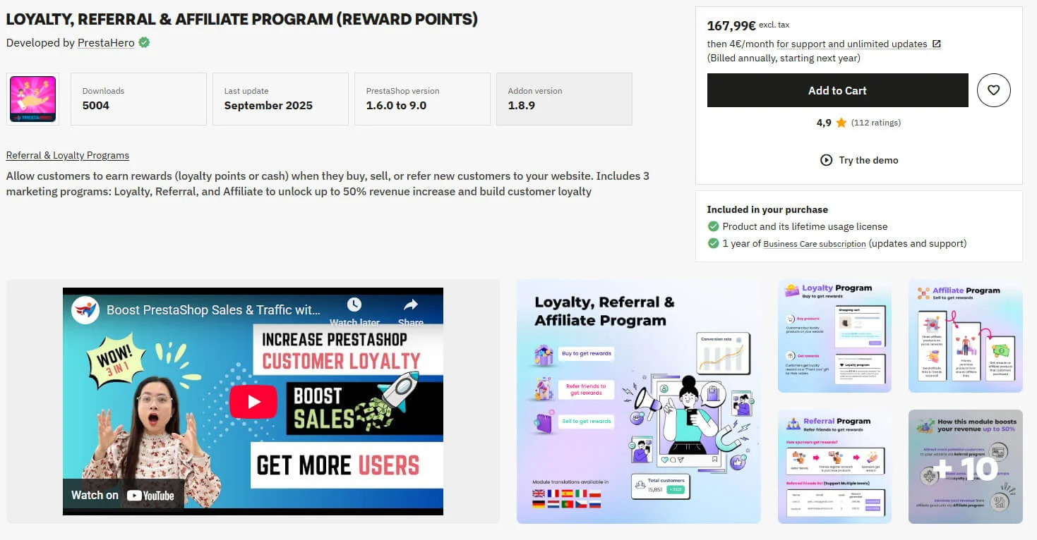 Loyalty, referral & affiliate program (reward points)