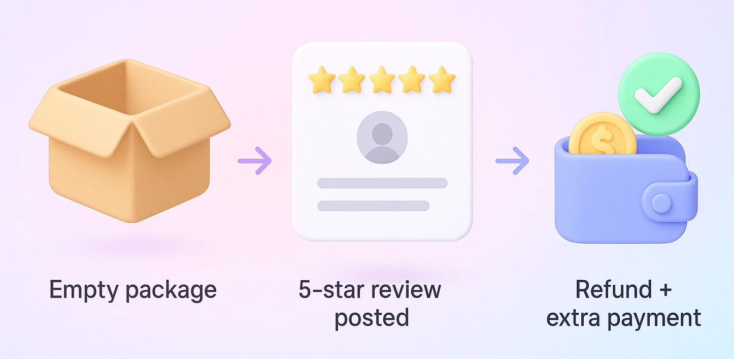 How people typically buy reviews (Not recommended)