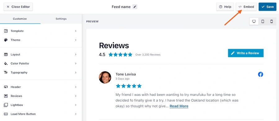 Feed Customization & Embed Option