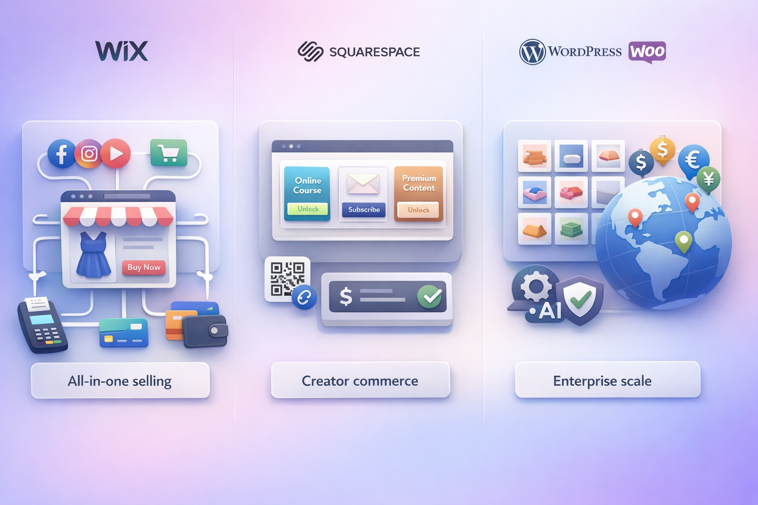 squarespace vs wix vs wordpress ecommerce 