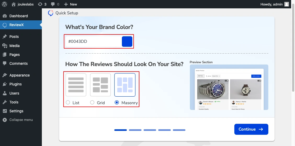 Branding & Review Layout Customization
