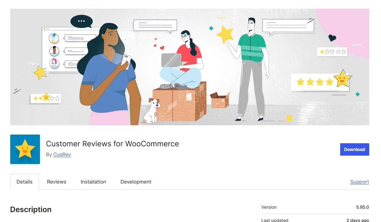 Customer reviews for WooCommerce (CusRev)