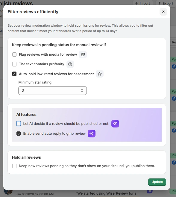 Smart Review Moderation & AI Controls