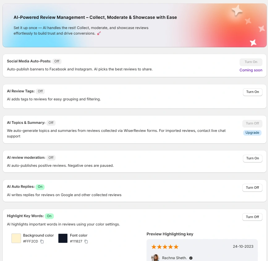 AI-Powered Review Management (Collect, Moderate & Showcase With Ease)