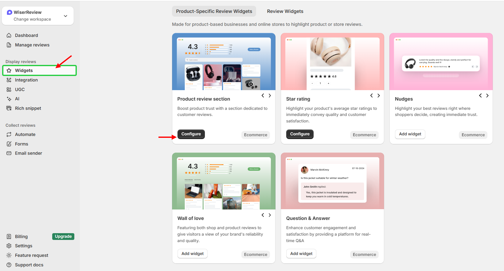 Create and customize widgets