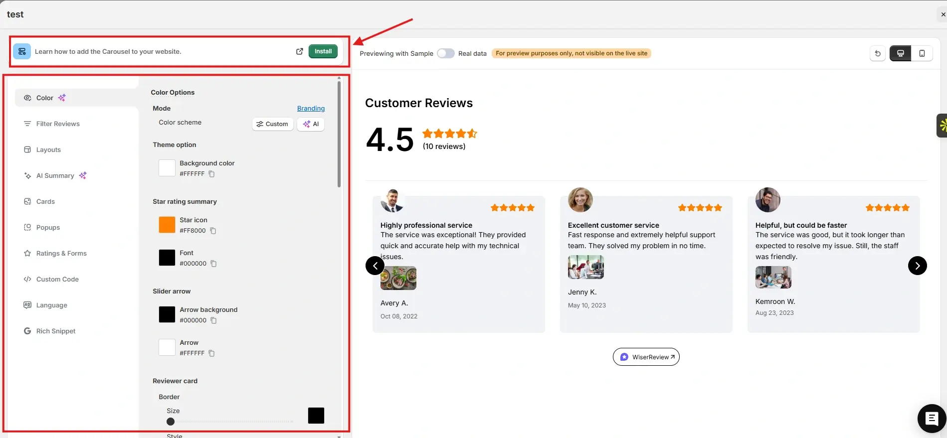 Widget customization