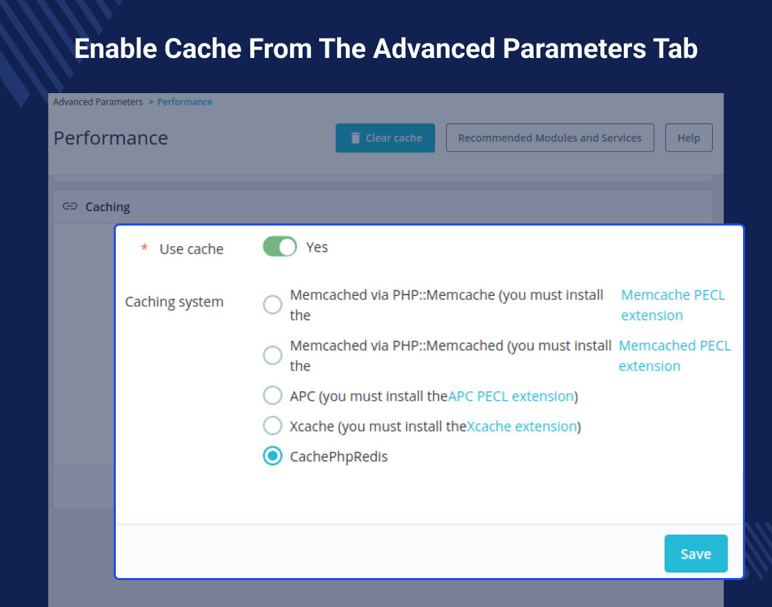 Enable High-Performance Cache System (Redis/APC)