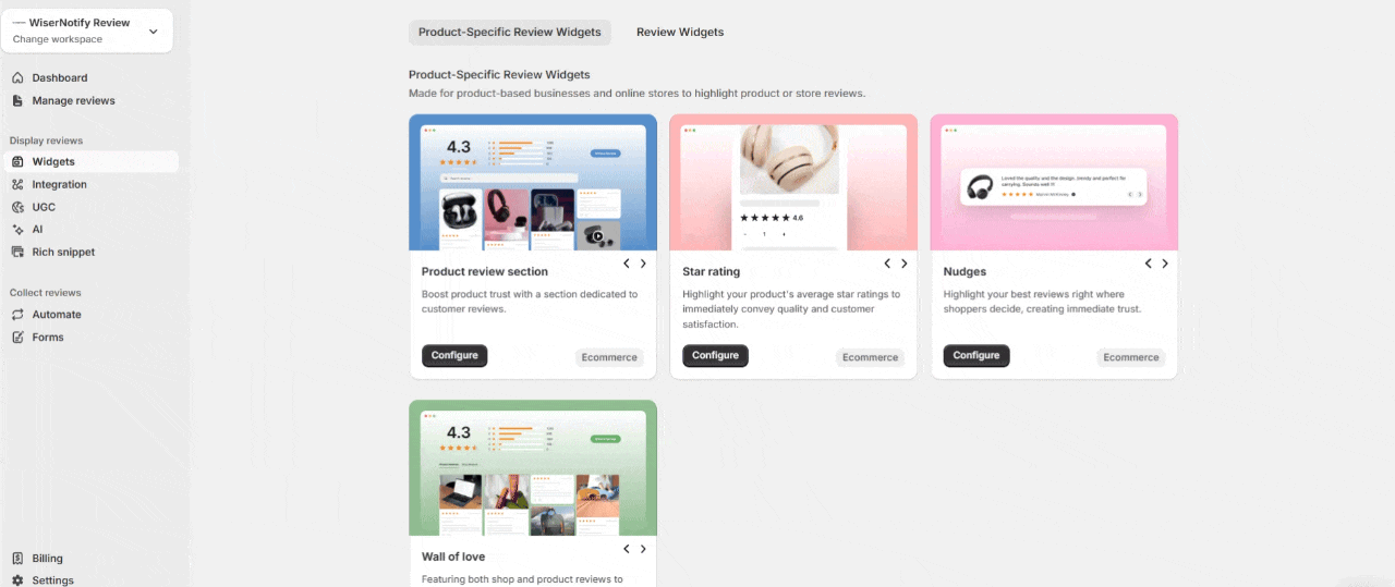 customize the widget 